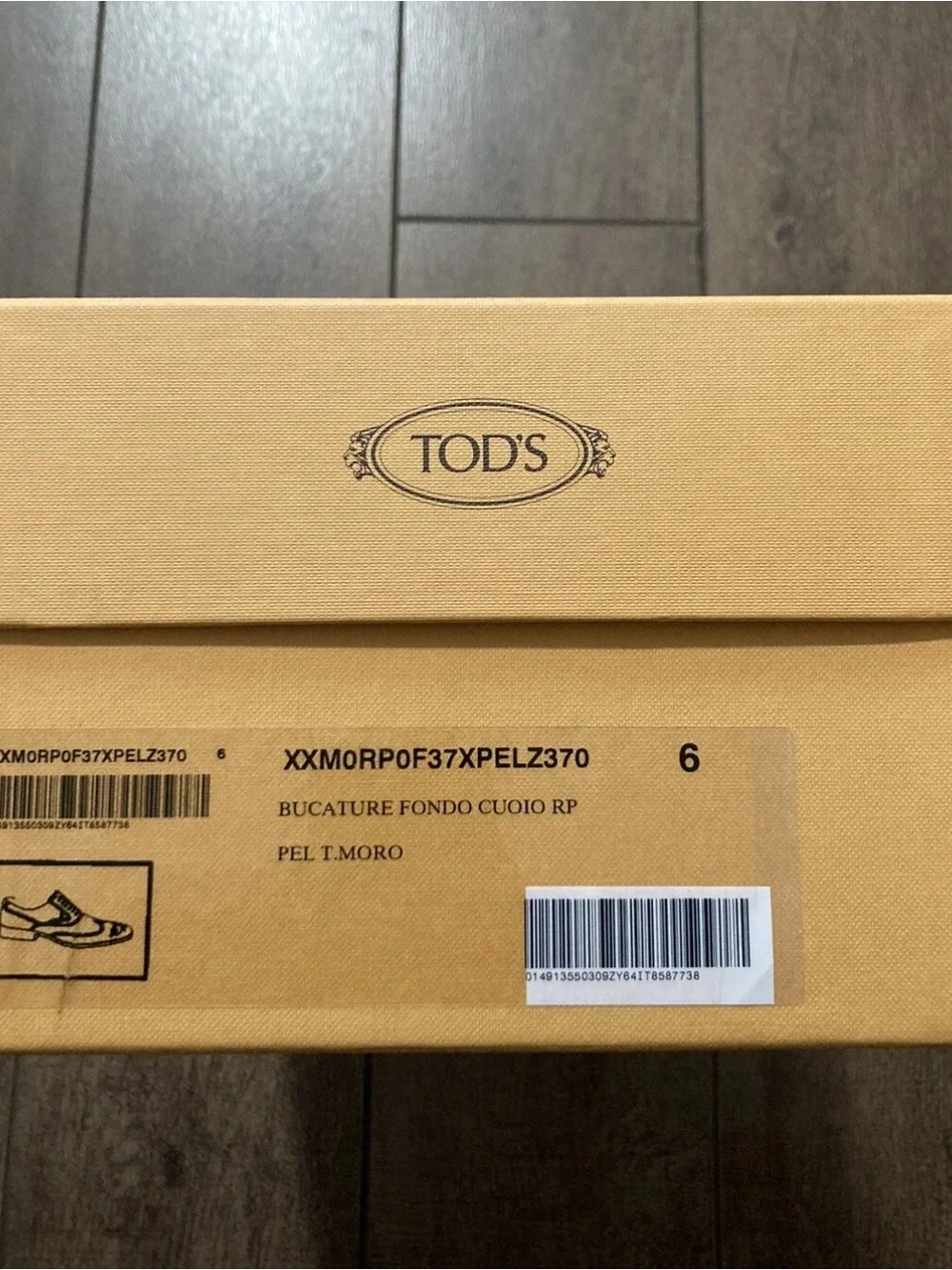 TOD’S Men Bucature Fondo Cuoio RP Brown Sz 6